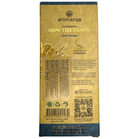 Mini tibetansk rökelse Real Champa Aromanza Argentina - 8 rökelsepinnar 40 min varaktighet - Andlighet