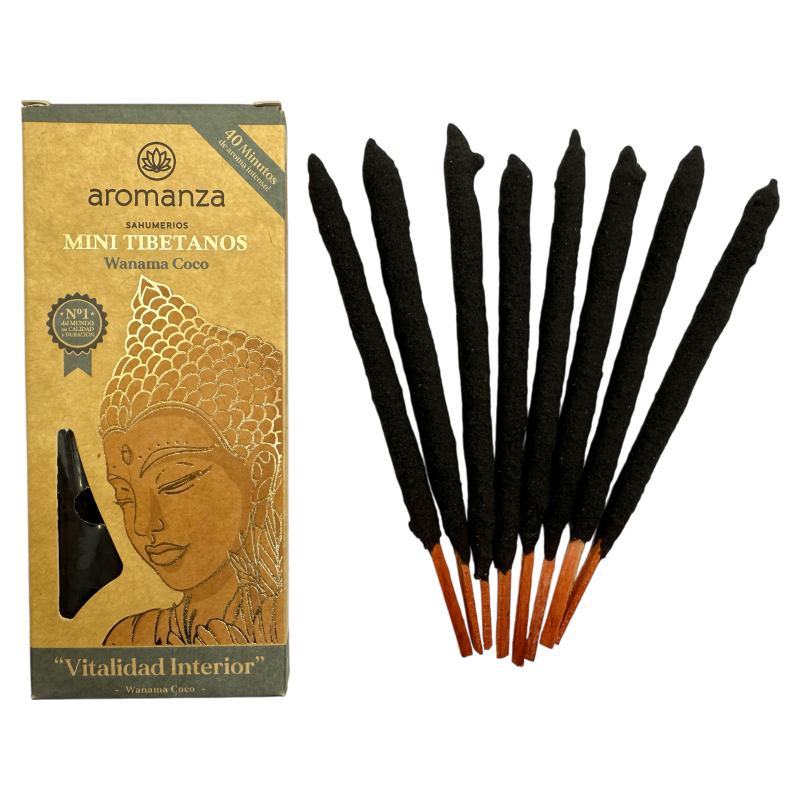 Mini Tibet Räucherstäbchen Wanama Kokosnuss Aromanza Argentinien - 8 Räucherstäbchen 40min Dauer - Innere Vitalität-Tibetische Mini-Räucherstäbchen Aromanza-HOSTENATURA