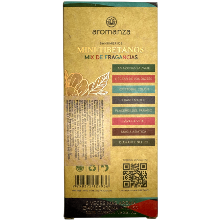Mini tibetansk rökelse doftblandning Aromanza Argentina - 8 rökelsepinnar 40 min varaktighet - 8 dofter