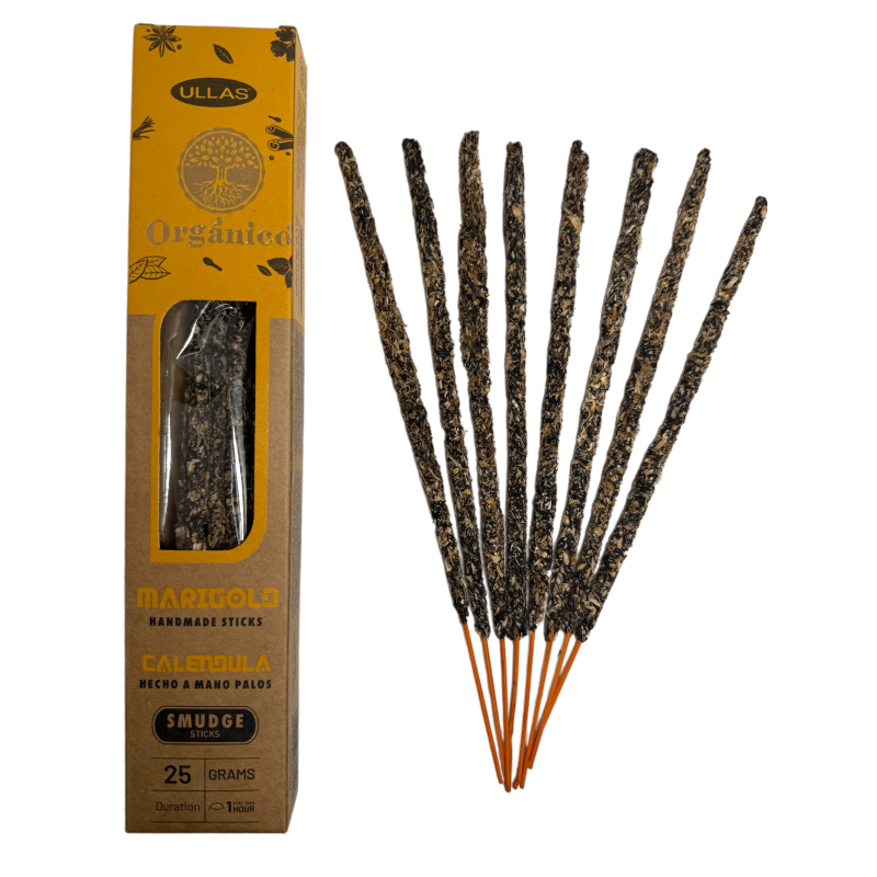 Incienso Ullas de Calendula - Hecho a mano - 25gr - Hecho en India - 100% Natural - ULLAS Incienso Orgánico-Incienso Ullas Orgánico-HOSTENATURA