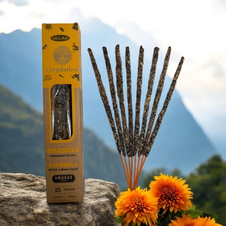 Incenso de Calêndula Ullas - Feito à Mão - 25g - Fabricado na Índia - 100% Natural - Incenso Orgânico ULLAS