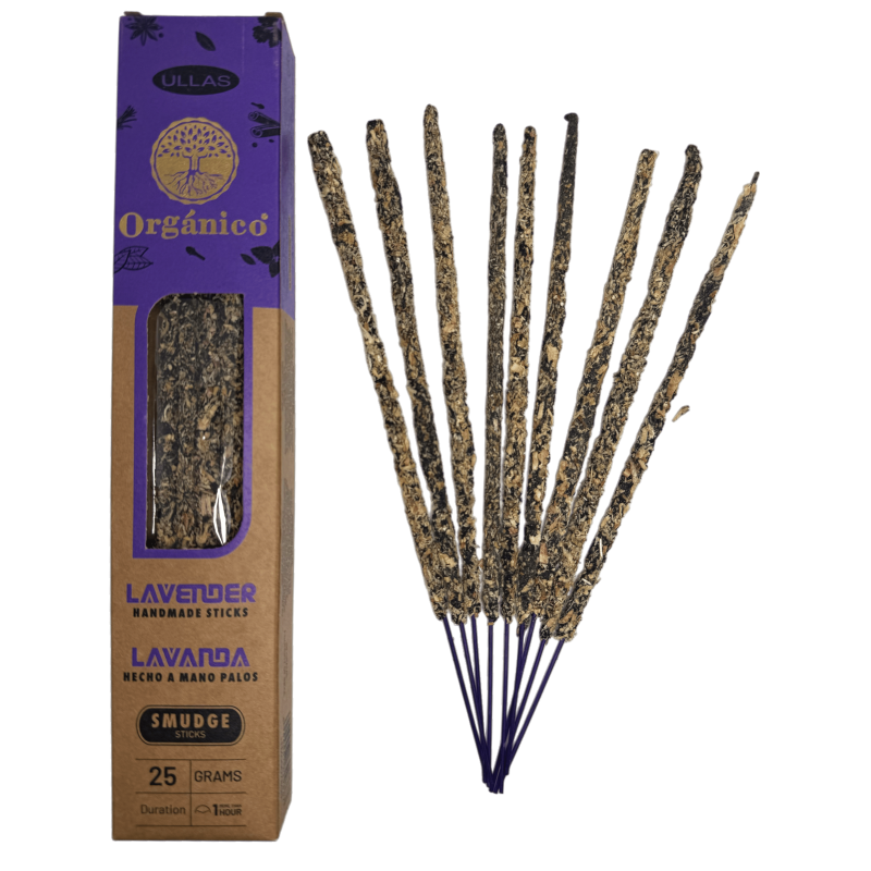 Incienso Ullas de Lavanda - Hecho a mano - 25gr - Hecho en India - 100% Natural - ULLAS Incienso Orgánico-Incienso Ullas Orgánico-HOSTENATURA