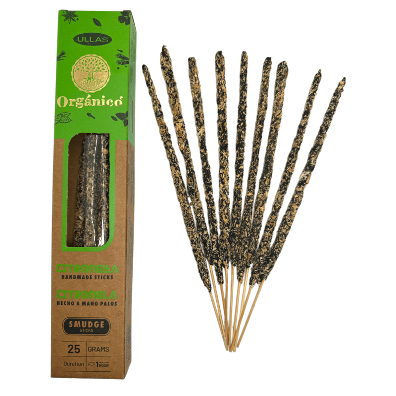 Incienso Ullas de Citronela - Hecho a mano - 25gr - Hecho en India - 100% Natural - ULLAS Incienso Orgánico-Incienso Ullas Orgánico-HOSTENATURA