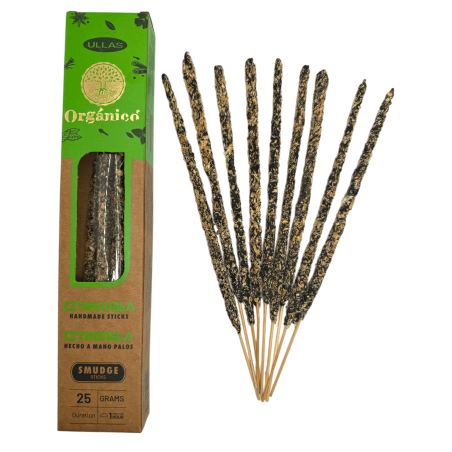 Incienso Ullas de Citronela - Hecho a mano - 25gr - Hecho en India - 100% Natural - ULLAS Incienso Orgánico