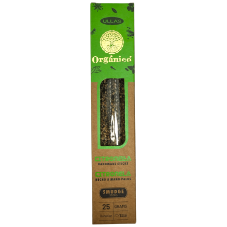 Incienso Ullas de Citronela - Hecho a mano - 25gr - Hecho en India - 100% Natural - ULLAS Incienso Orgánico
