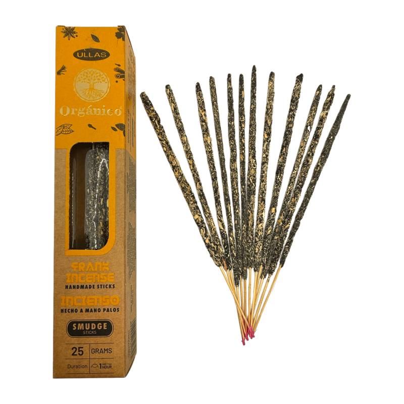 Incienso Ullas de Frankincense Olíbano - ULLAS - Hecho a mano - 25gr - Hecho en India - 100% Natural - ULLAS Incienso Orgánico-Incienso Ullas Orgánico-HOSTENATURA