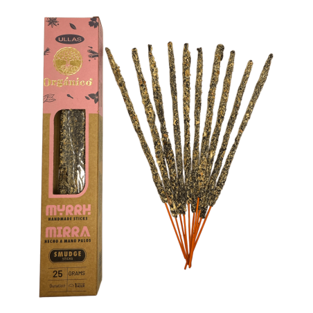 Incenso alla mirra Ullas - Mirra - ULLAS - Fatto a mano - 25gr - Prodotto in India - 100% naturale - Incenso biologico ULLAS