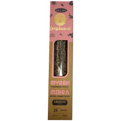 Kadzidło z mirrą Ullas - Mirra - ULLAS - Ręcznie robione - 25gr - Wyprodukowano w Indiach - 100% naturalne - Kadzidło organiczne