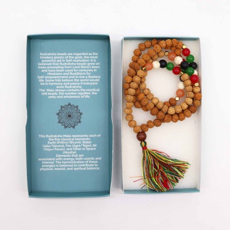 Collar Bali Mala Energia dels Cinc Elements - 108 Rudraksha