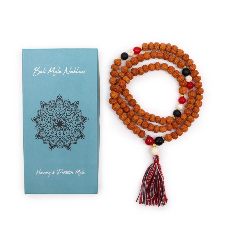 Bali Mala Necklace Believe and Grow - 108 Rudraksha-Bali Mala Rudraksha Necklace-HOSTENATURA