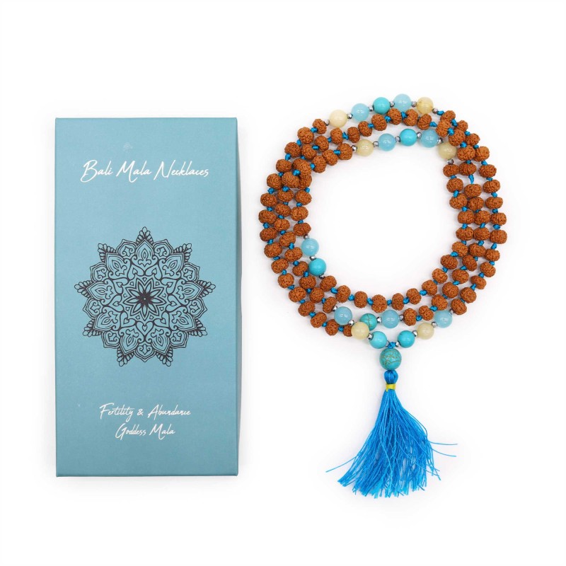 Bali Mala Goddess of Fertility Necklace - 108 Rudraksha-Bali Mala Rudraksha Necklace-HOSTENATURA