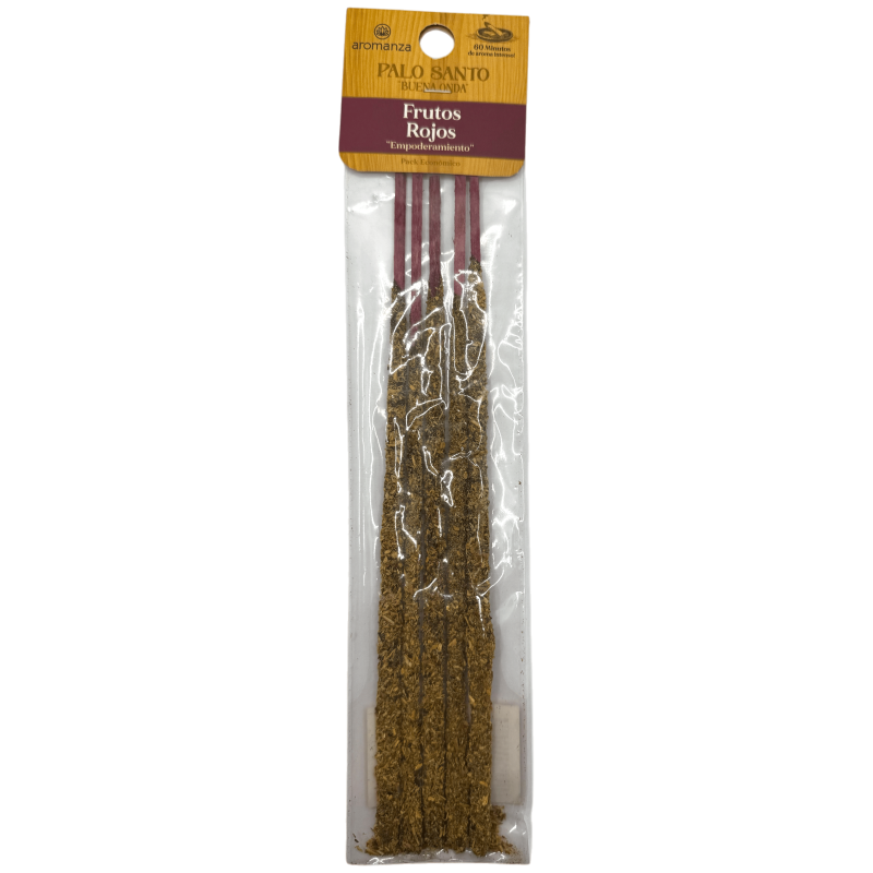 Tămâie Good Vibes Palo Santo cu Fructe Roșii Aromanza - Împuternicire - Format pungă 5 bețișoare groase-Tamaie Good Wave Palo Santo Aromanza Sachet Format-HOSTENATURA