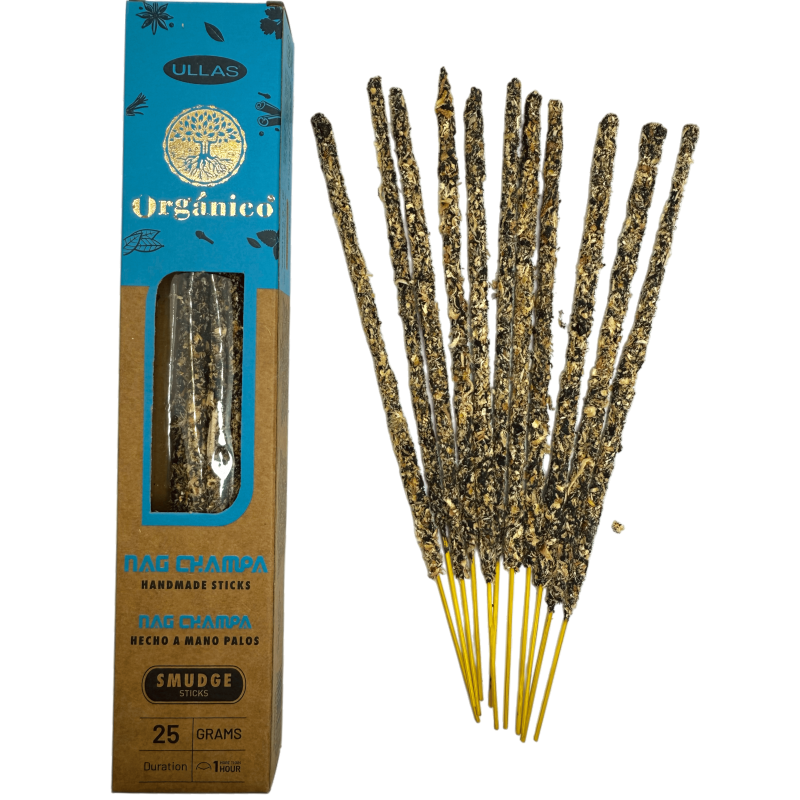 Incienso Ullas de Nag Champa - Hecho a mano - 25gr - Hecho en India - 100% Natural - ULLAS Incienso Orgánico-Incienso Ullas Orgánico-HOSTENATURA