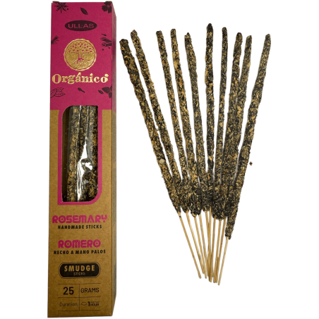 Encens au romarin Ullas - Fait main - 25 g - Fabriqué en Inde - 100 % naturel - Encens biologique ULLAS