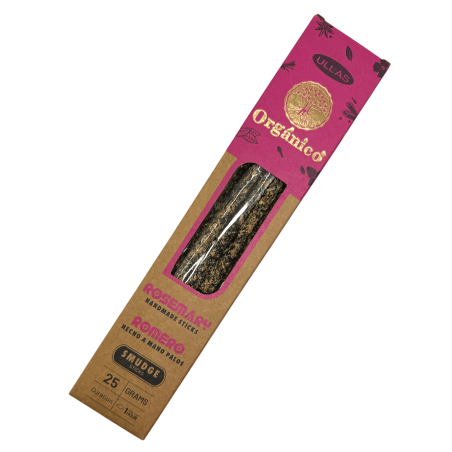 Encens au romarin Ullas - Fait main - 25 g - Fabriqué en Inde - 100 % naturel - Encens biologique ULLAS