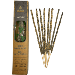 Incienso Orgánico Miel Salvia Blanca AROMA Nature - 8 varillas 1h duración