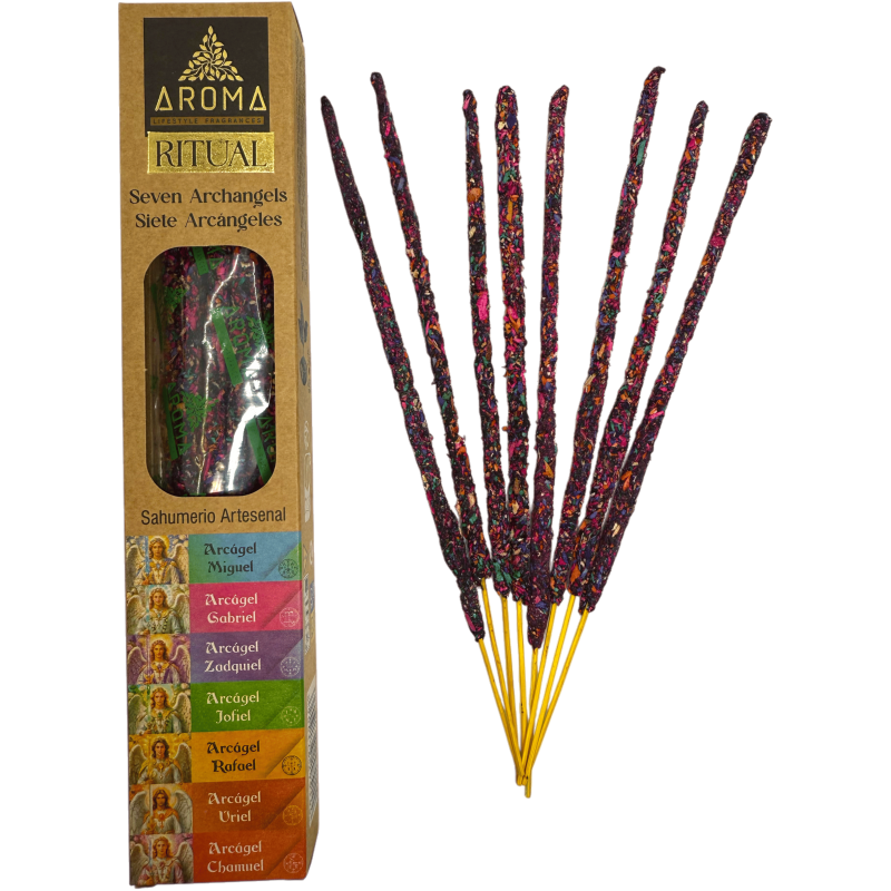 Bio Ritual Weihrauch 7 Erzengel AROMA Handgemachter Weihrauch - Box mit 8 Räucherstäbchen - 1 Stunde Wirkungsdauer-Ritual-Räucherstäbchen AROMA Düfte-HOSTENATURA