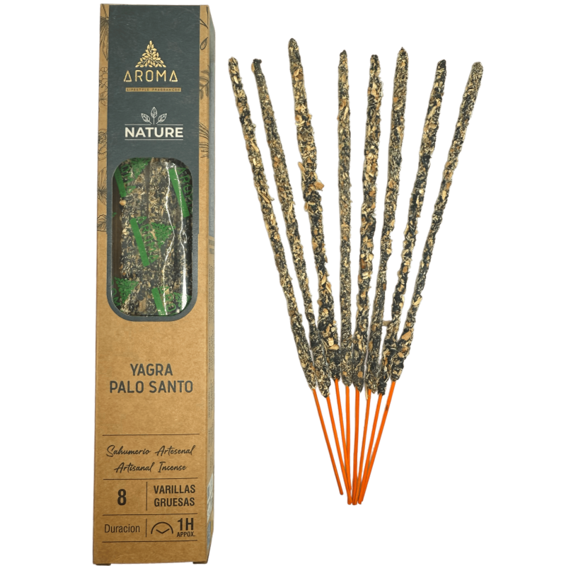 Incienso Orgánico Yagra Palo Santo AROMA Nature - 8 varillas 1h duración-Incienso Orgánico Nature Aroma Fragrances-HOSTENATURA