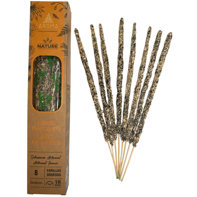 Incienso Orgánico Laurel Palo Santo AROMA Nature - 8 varillas 1h duración-Incienso Orgánico Nature Aroma Fragrances-HOSTENATURA