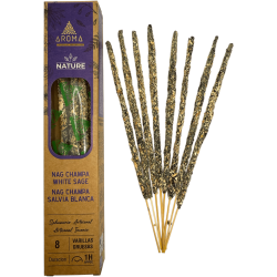 Incienso Orgánico Nag Champa Salvia Blanca AROMA Nature - 8 varillas 1h duración