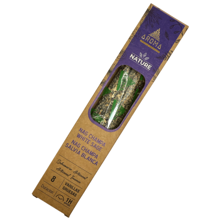 Biologische Nag Champa Wierook Witte Salie AROMA Nature - 8 stokjes 1 uur werkingsduur