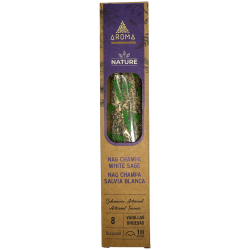 Incienso Orgánico Nag Champa Salvia Blanca AROMA Nature - 8 varillas 1h duración