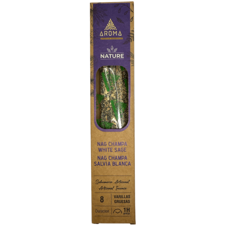 Biologische Nag Champa Wierook Witte Salie AROMA Nature - 8 stokjes 1 uur werkingsduur