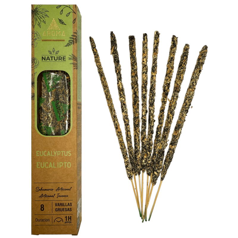 Kadzidło organiczne Eukaliptus AROMA Nature - 8 patyczków czas trwania 1h-Organiczne naturalne zapachy kadzidełkowe-HOSTENATURA