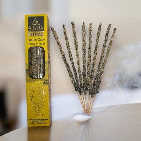 Encens bio rituel purifiant Maison AROMA Encens artisanal - Coffret de 8 bâtonnets d'encens - Durée 1 heure