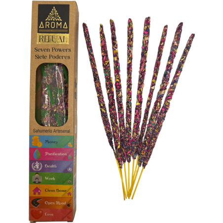 Incenso rituale biologico 7 Powers AROMA Incenso artigianale - Scatola con 8 bastoncini di incenso - Durata 1 ora