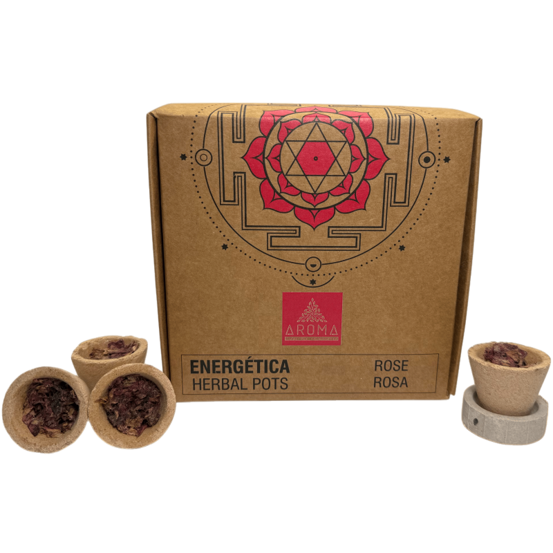 Ghivece cu plante aromatice roz, căni din rășină, parfumuri energetice AROMA - 4 căni și suport pentru arzător-Cupe din rășină, ghivece pentru plante aromatice, parfumuri Energetica AROMA-HOSTENATURA