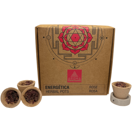 أكواب أعشاب من الراتنج الوردي مع عطور Energetic AROMA - 4 أكواب وحامل موقد