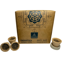 أكواب راتنجية من المريمية البيضاء، أوعية أعشاب AROMA منعشة - 4 أكواب مع حامل موقد - منظفة ومحمية