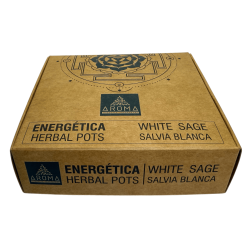 White Sage Resin Cups Herbal Pots Energetic AROMA Fragrances - 4 Cups & Burner Stand - Cleansing & Protection