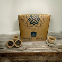 Copos de resina de sálvia branca, potes de ervas, fragrâncias AROMA energéticas - 4 copos e suporte para queimador - limpeza e p