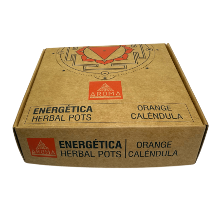 Orange Harz Tassen Calendula Kräutertöpfe Energetische AROMA Düfte - 4 Tassen und Brennerständer - Freude und Harmonie
