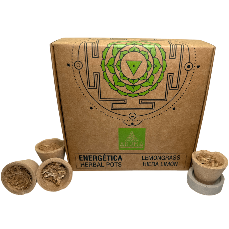 أكواب راتنج عشبة الليمون وأواني أعشاب برائحة AROMA منعشة - 4 أكواب وحامل موقد - منظف-أكواب الراتنج وأواني الأعشاب وعطور Energetica AROMA-HOSTENATURA