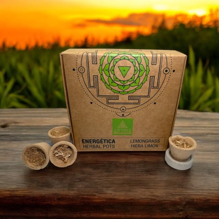 Copes de Resina Lemongrass Herba de Llimona Herbal Pots Energètica AROMA Fragrances - 4 copes i suport cremador - Neteja