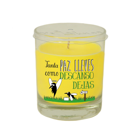 Lumânare cu citronella într-un pahar cu mesaj - 85x70mm - 30h - Repelent împotriva țânțarilor