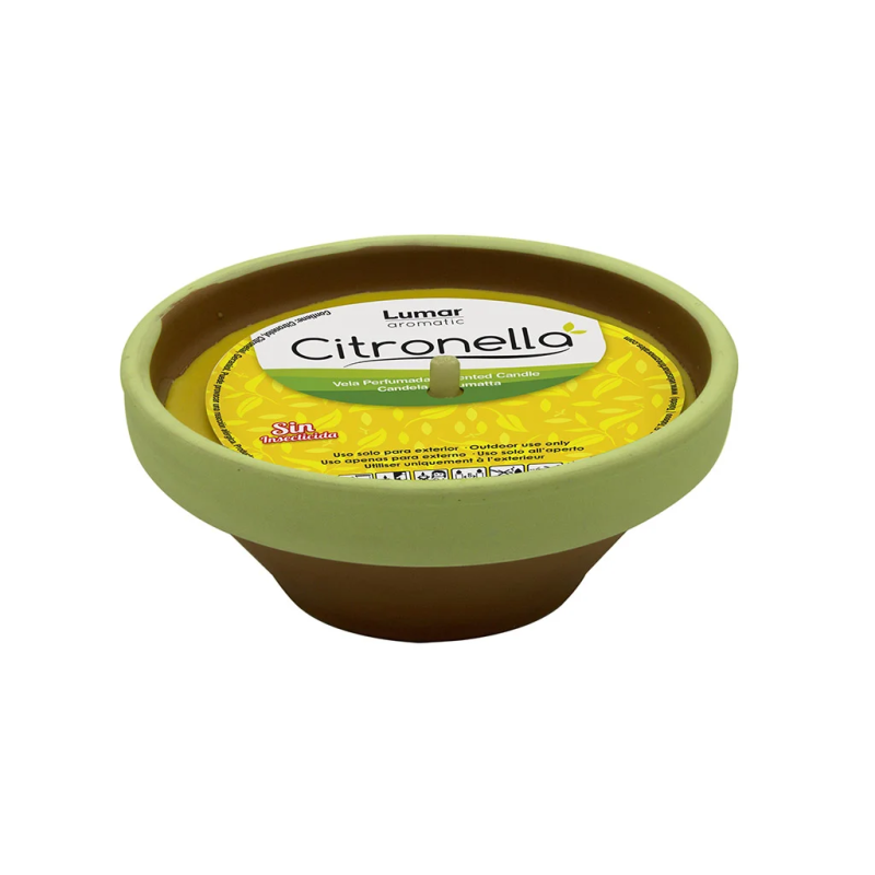 Citronella Candle in Terracotta Anti-Mosquito Plate - Random Color - 15x6cm - 20h-ESOTERIC CANDLES AND CANDLES-HOSTENATURA