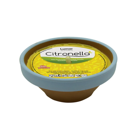 Candela alla citronella in piatto antizanzare in terracotta - Colore casuale - 15x6cm - 20h