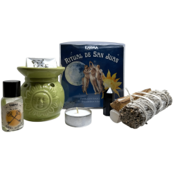 Ritual de San Juan Purificación Lunar y Abrecaminos Solar - Incluye quemador, atado, palo santo, selenita, mineral y nudo bruja