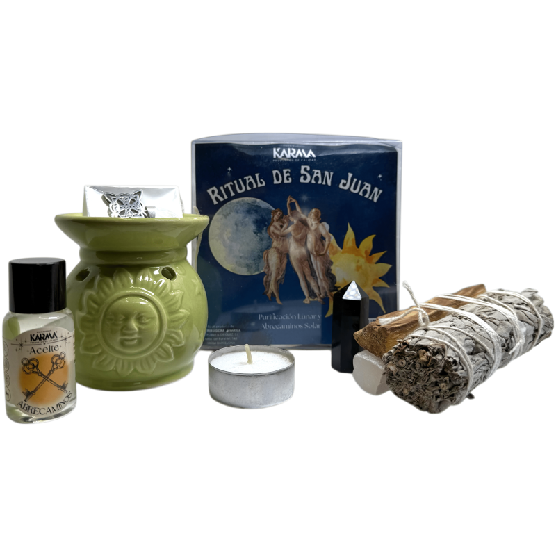 Ritual de San Juan Purificación Lunar y Abrecaminos Solar - Incluye quemador, atado, palo santo, selenita, mineral y nudo bruja-RITUALES Y HECHIZOS-HOSTENATURA