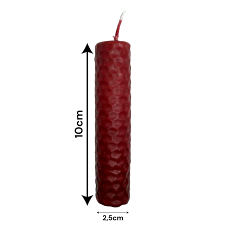 Red Beeswax Honey Candle - 10x2.5cm - Confidence, Protection, Passion, Life Force