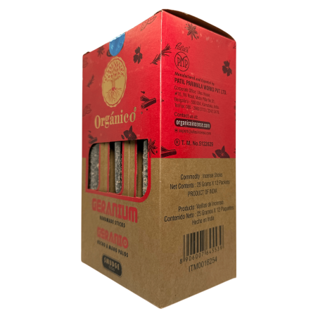 Caja Incienso Orgánico Geranio ULLAS - 12 cajitas de 25gr.