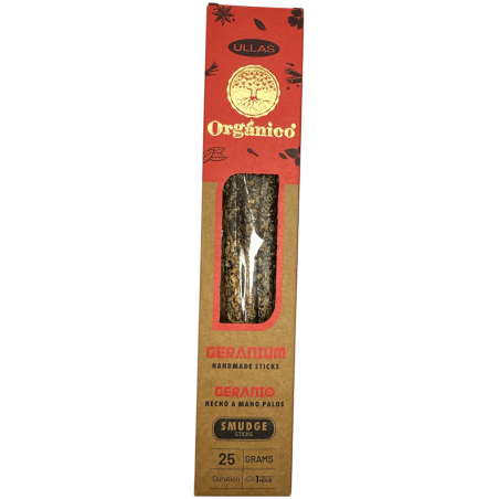 Tămâie Ullas Geranium - Lucrată manual - 25g - Fabricată în India - 100% naturală - Tămâie organică ULLAS