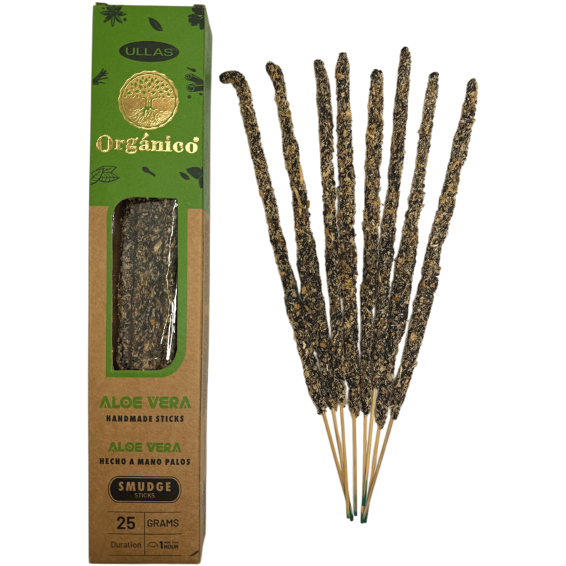 Encens Ulles d'Aloe Vera - Fet a mà - 25gr - Fet a Índia - 100% Natural - ULLAS Encens Orgànic-Encens Ecològic Ullas-HOSTENATURA