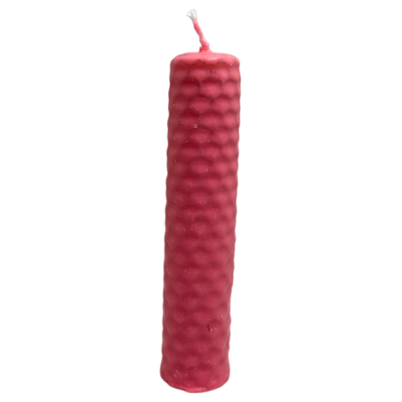 Candela rosa in cera d'api e miele - 10x2,5 cm - Amore, Perdono, Chakra del Cuore, Magia