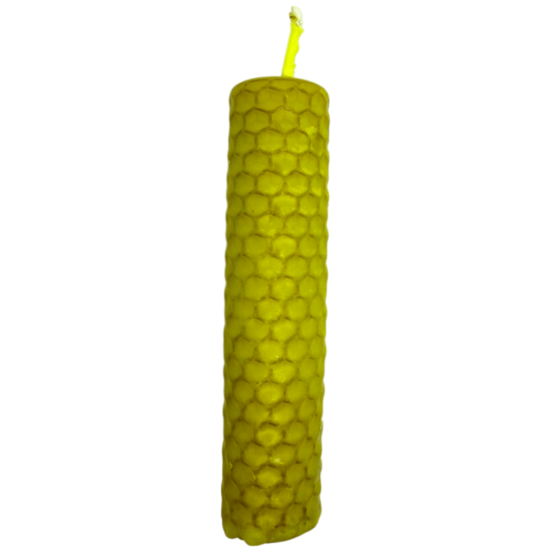 イエロー蜜蝋ハニーキャンドル - 10x2.5cm - 太陽、成功、知性、創造性、太陽神経叢チャクラ-天然ハニーキャンドル - 蜜蝋-HOSTENATURA