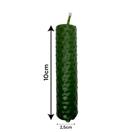 Candela al miele e cera d'api verde - 10x2,5 cm - Guarigione, Fertilità, Equilibrio, Abbondanza, Chakra del Cuore